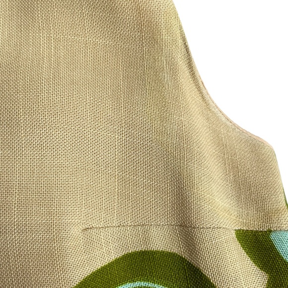 Vintage 60s Mod Floral Woven Shift Sheath Dress Tan Orange Green Pink - Picture 15 of 16